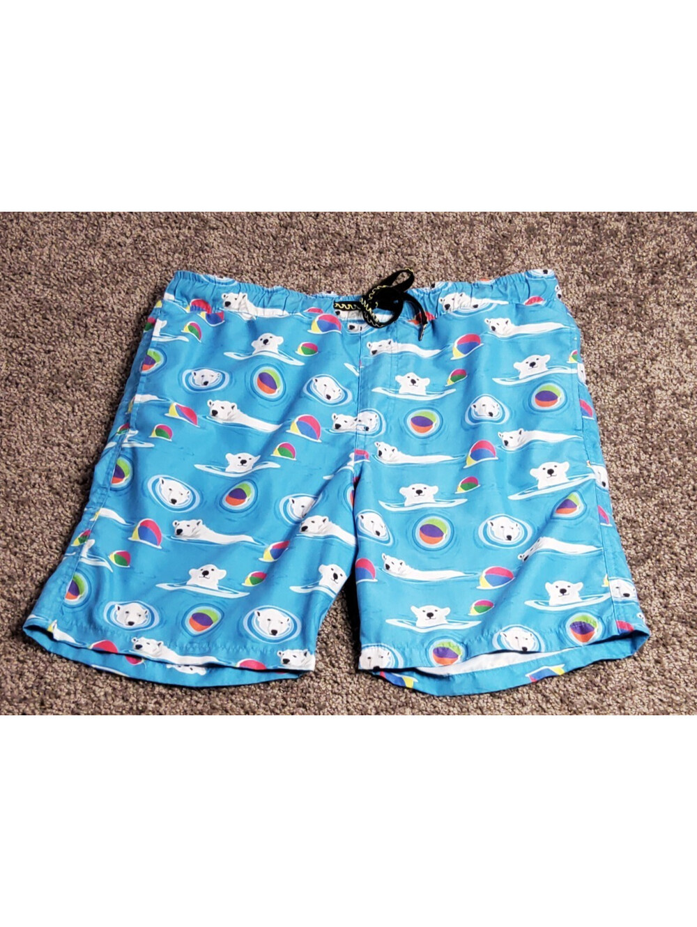 Surf Society Board Shorts Drawstring Lined Polar Bear Swimwear Mens Medium Blue